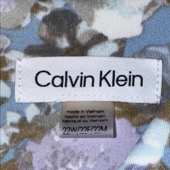 Calvin Klein Floral Sheath Dress Blue Floral Print Scuba Crepe Women’s 22 - Picture 9 of 11